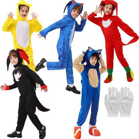 Hot Classic American TV Series Kids Role Playing Sonic Anime Series Children's Clothing Jumpsuit Set Baby Birthday Party Gift