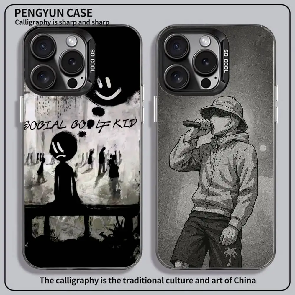 Funda de teléfono Rapper B-BENY JR para iPhone 11-16 Pro Max, colorida, antideslizante, con revestimiento de huellas dactilares