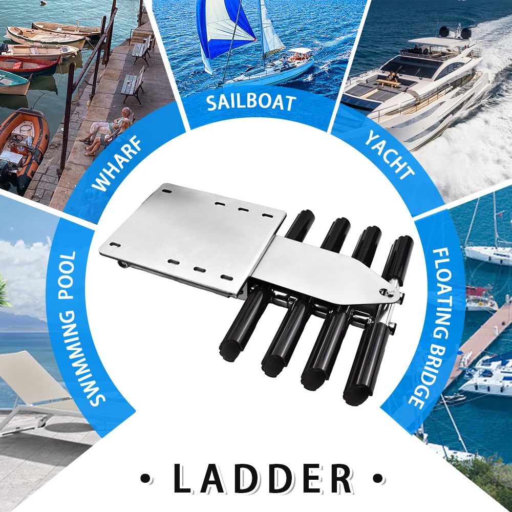 Boat Ladder Marine Boat Ladder 181KG 304/316 stainless steel, Stainless Steel Yacht Marine Replacement Accessory Deck Mount Kit
