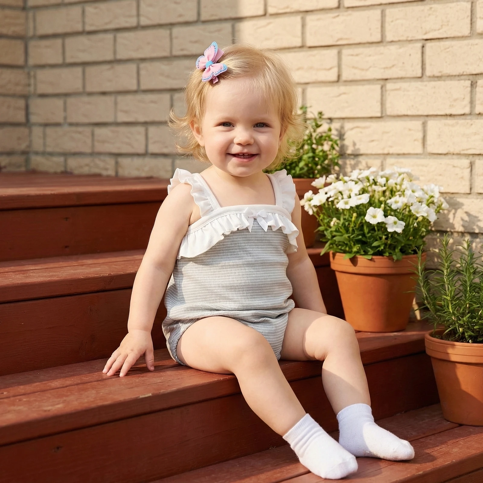 

Summer Newborn Baby Girls Rompers Striped Bowknot Decor Ruffles Sleeveless Infant Casual Jumpsuits Toddler Clothing