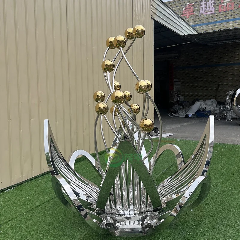 Custom OEM ODM Modern Outdoor Metal Crafts Art Stainless Steel Garden Large Flower Sculpture