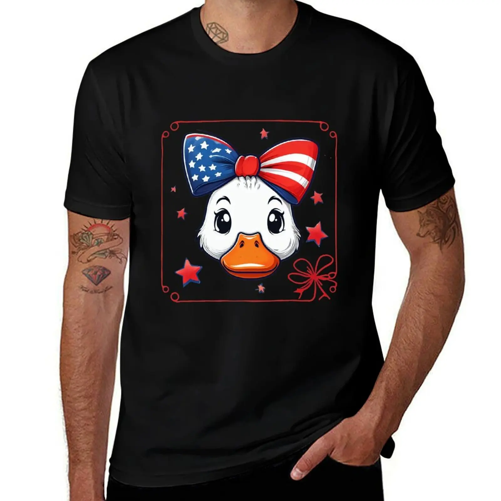 

Stars, Stripes, and Quacks – Patriotic Duck Coquette 4th of July Design T-Shirt Blouse boys whites sweat t shirt men