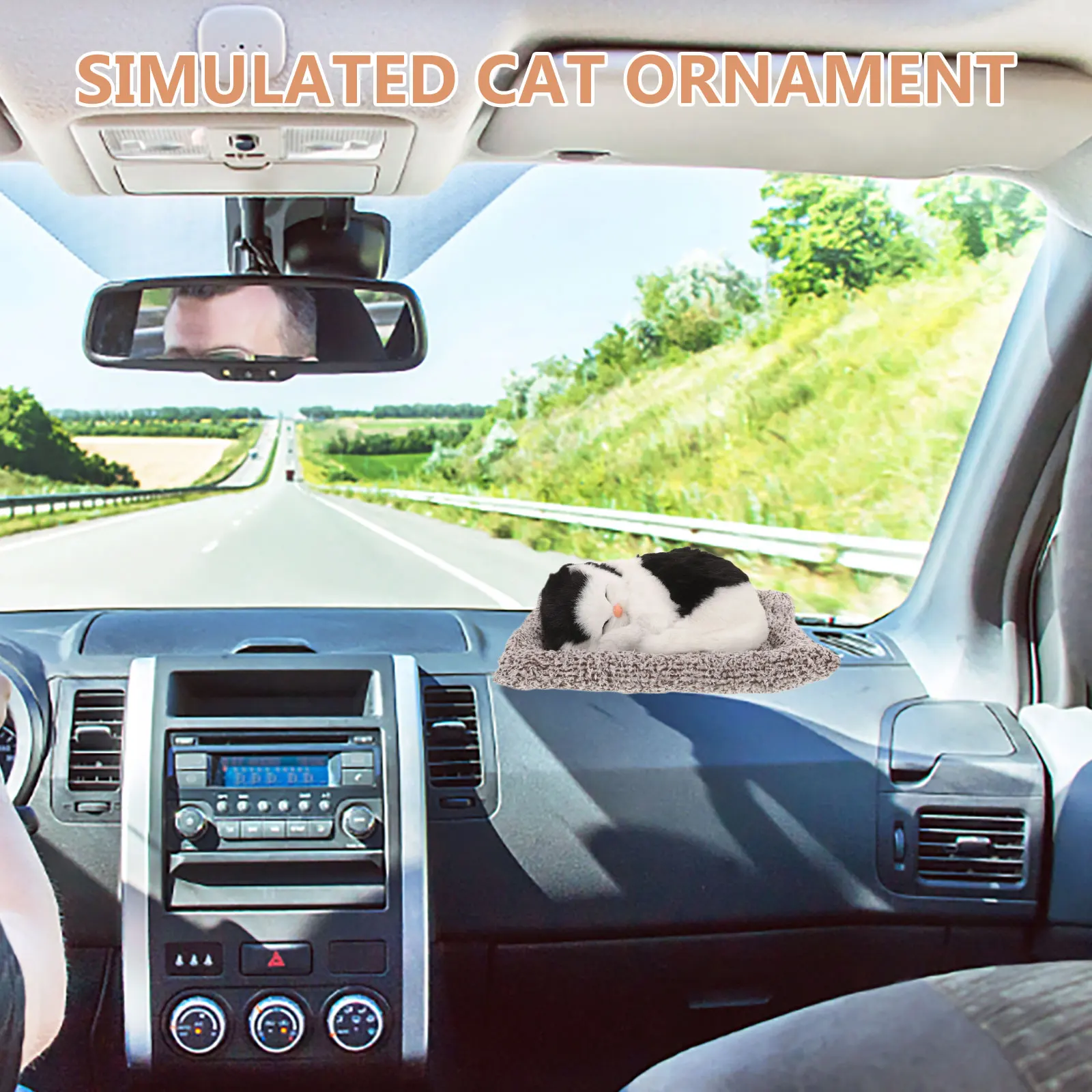 

Creative Simulation Cat Dashboard Decorations Cute Kawaii Anime Car Accessories Realistic Craftsmanship Durable Easy Clean