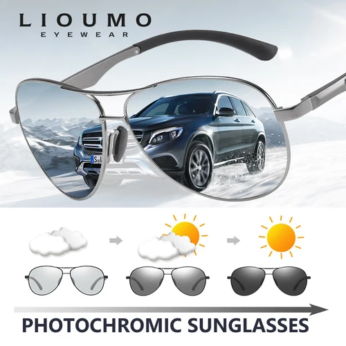 Gafas de sol fotocromáticas de piloto de diseño clásico de marca para hombre, gafas de sol polarizadas de seguridad para conducir, gafas de sol antideslumbrantes para mujer