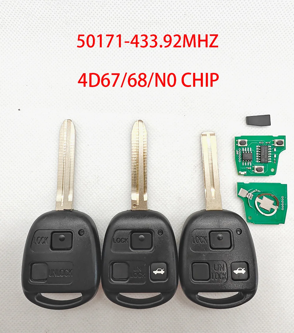 Sunshine，50171，433MHz 4D67/4D68 Chip Fob 2/3 Buttons，for Toyota Prado 120 RAV4 Kluger Previa FJ Cruiser Land 100 Remote Key