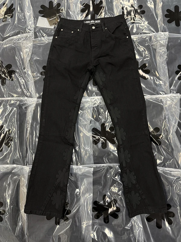 LOSTSHDWS JEANS Klassische Gestickte Logo UNS Trend High Street Fashion Männer Frauen Casual Denim Hosen Ins Stil