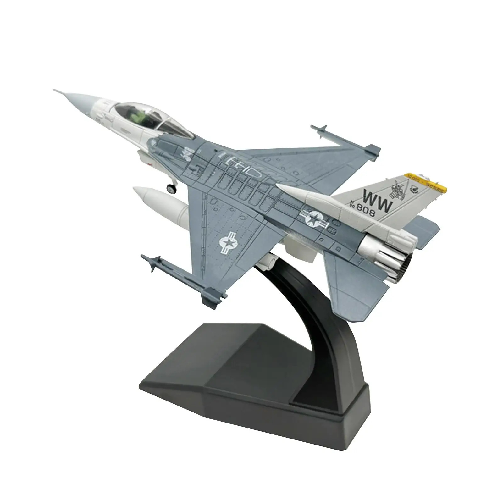 1/100 Scale F16C Fighter Diecast Model Airplane with Base Aircraft Ornament for Bar