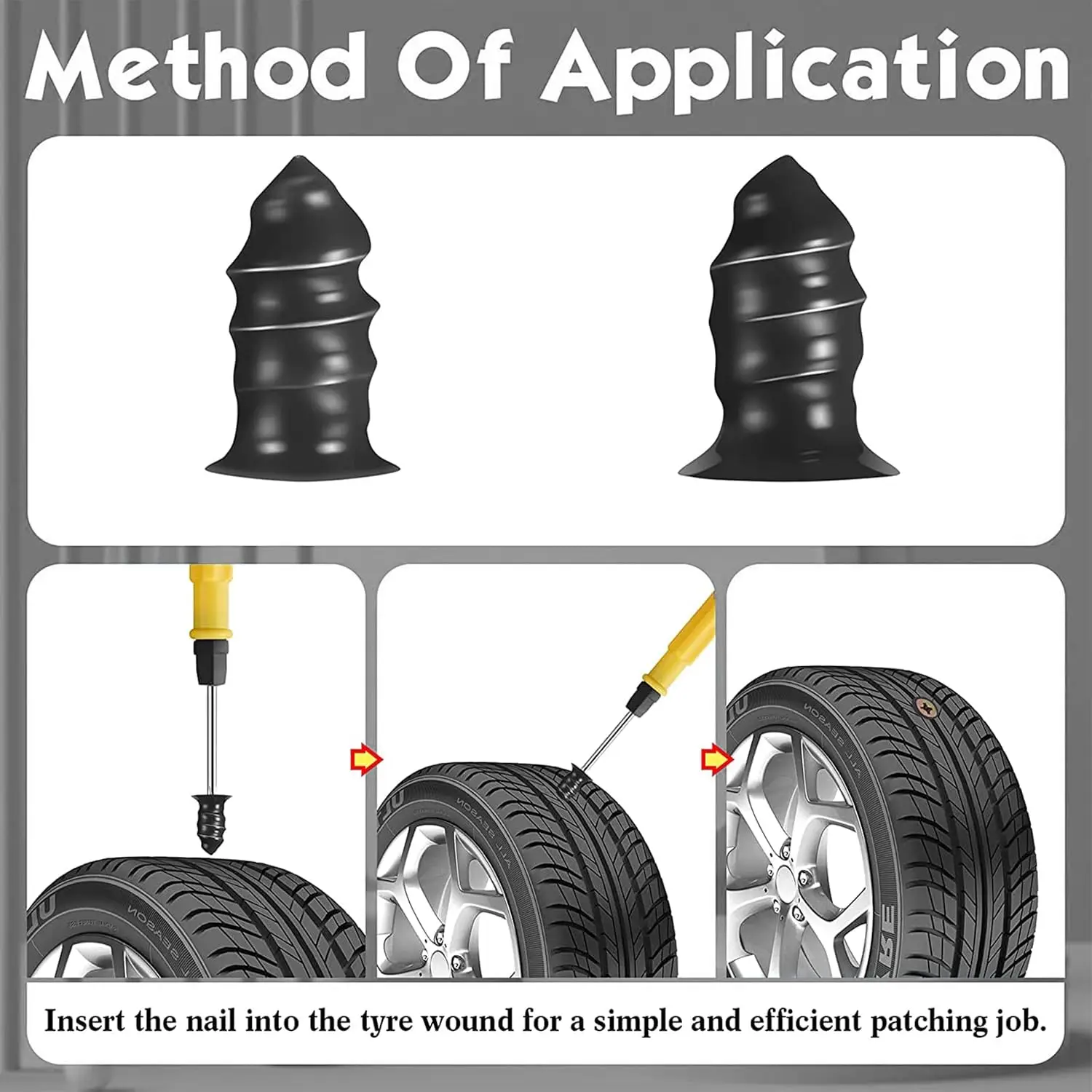 10 Pieces Rubber Nail for Bike Tires, Rubber Nails for Tire Repair, Vacuum Tire Repair Nails with Screwdriver, Tire Repair Kits