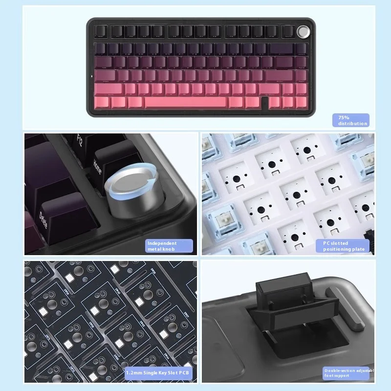 Monka K75 Vintage Three Mode Gasket Mechanical Keyboard Wireless Bluetooth 2.4g Custom Hot Plug Game Office Keyboard Gift