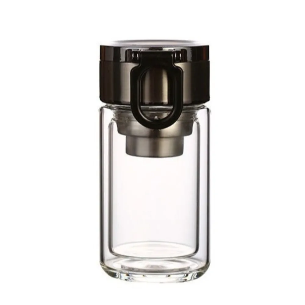 

Double-Layer Glass Tea Cup with Filter High Borosilicate Glass Glass Teapot Stainless Lid Portable Glass Water Bottle Home