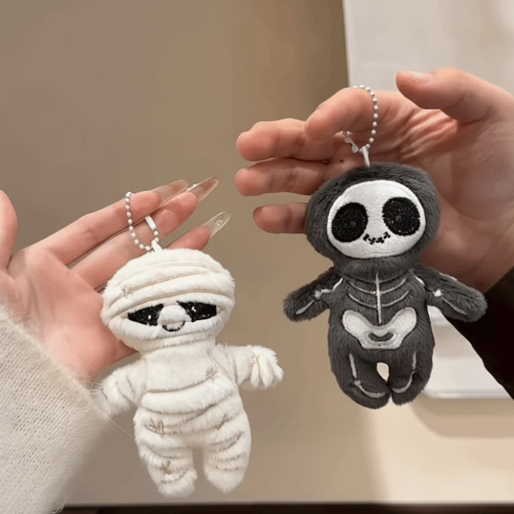 Funny Skeleton Halloween Keychain Skull Stuffed Bag Pendant Mummy Style Keyring Key Hanging Holiday Gifts
