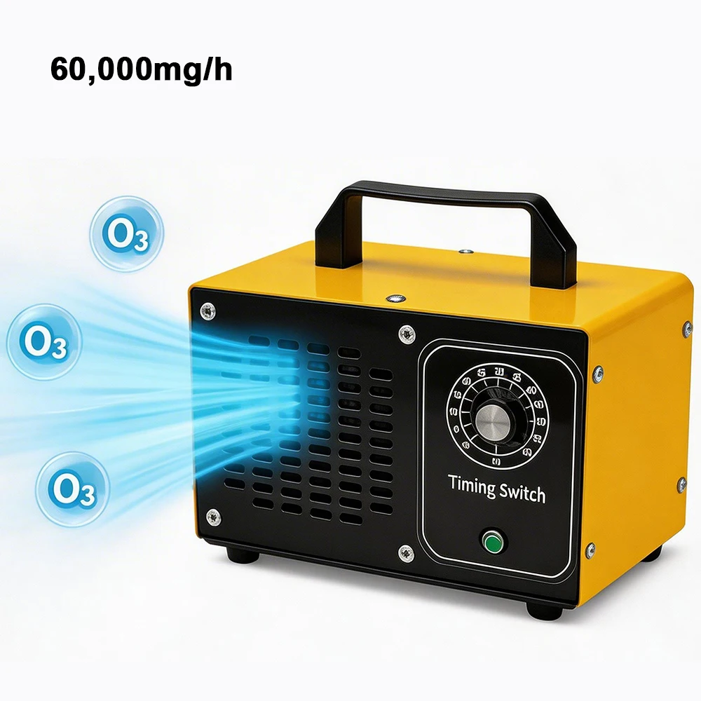 Générateur d'ozone 60000 mg/h, 220V, pour usage domestique et commercial, purificateur d'air pour la maison, le sous-sol, éliminateur de fumée et d'odeurs d'animaux