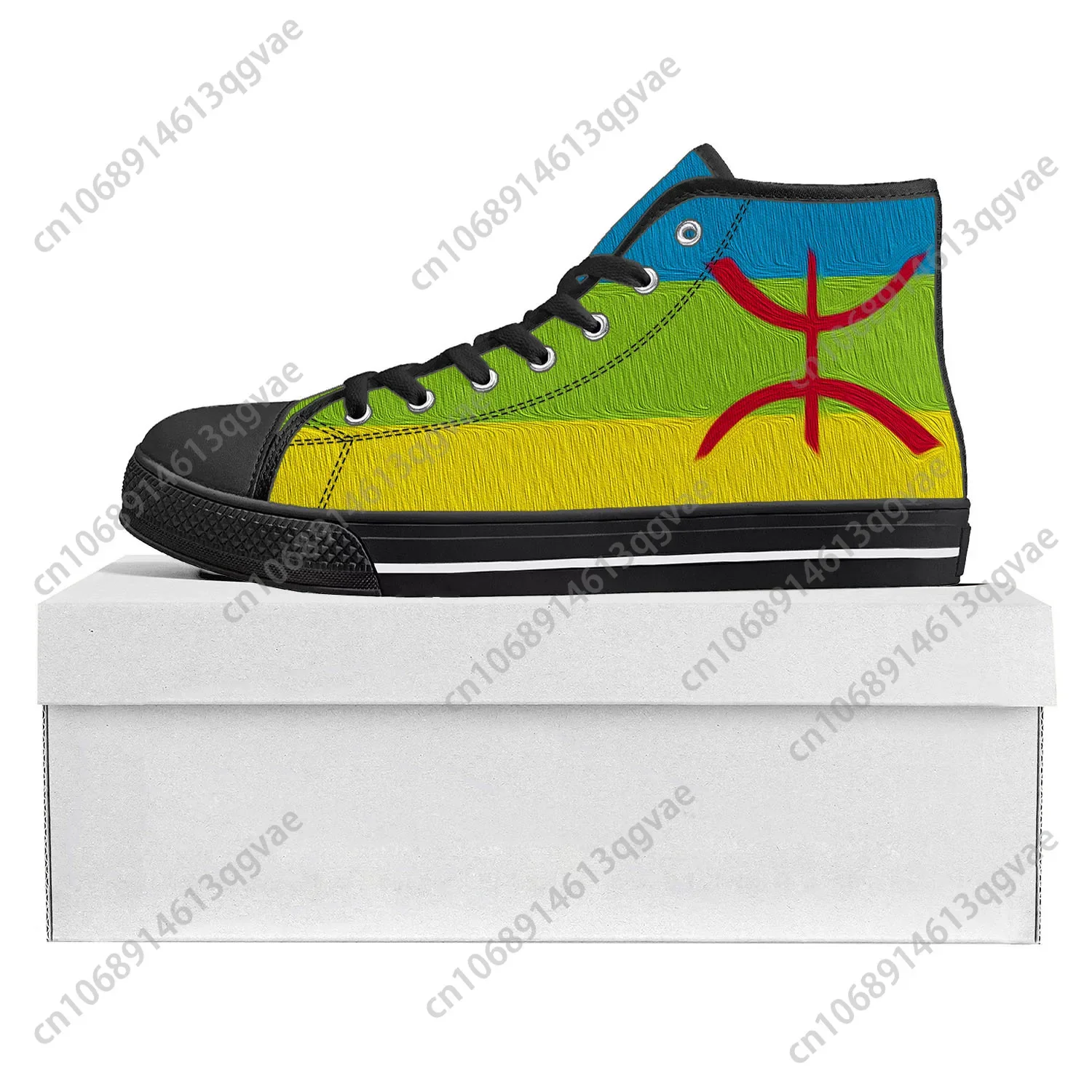 Berber Flag sepatu kets kualitas tinggi model Pop sepatu Sneakers kanvas remaja Pria Wanita Sepatu pasangan kasual Berber sepatu kustom hitam