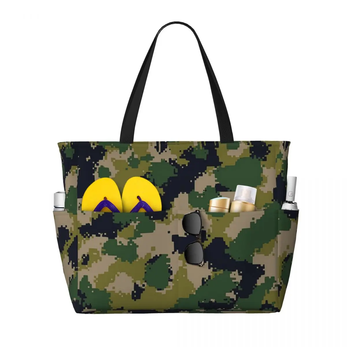 Splintertarn German WW2 Camouflage Army Military Camo Beach Tote Bag Sport Gym Yoga Duffle Large Tote Bag Women Travel Bag