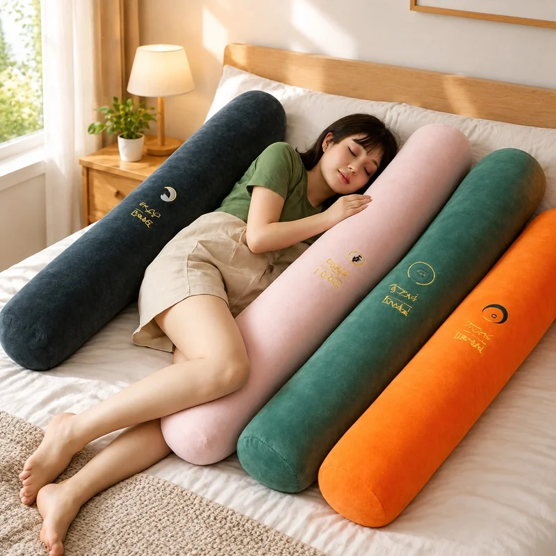 Ergonomic Pregnancy Bolster Pillow for Side Sleeping and Bedtime Reading, Long Rectangular Cushion for Enhanced Comfort