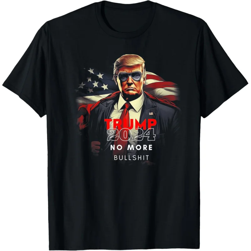 Trump 2024 No More Bullshit American Flag T-Shirt