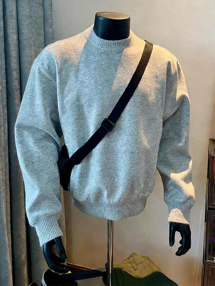 

Мужская утепленная трикотажная кофта на флисовой подкладке, мягкая, комфортная, в американском стиле, теплая зимняя базовая одежда, повседневная, свободного кроя