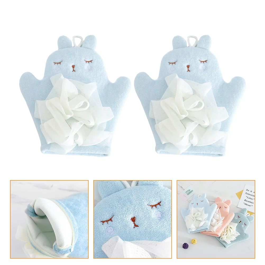 

Scrub Sponges Bath Gloves Scrubber for Body Shower Cartoon Bathing Blue