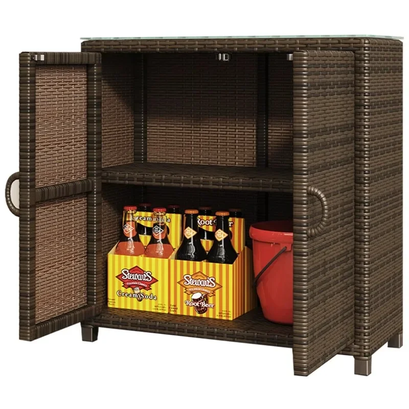 Rattan weaving outdoor balcony storage locker sundries courtyard storage cabinet rainproof and sunscreen household large space