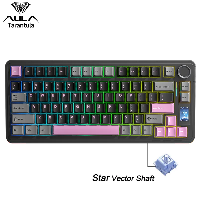 AULA S75 PRO Wireless Mechanical Keyboard with Screen&Knob 75% Hot
