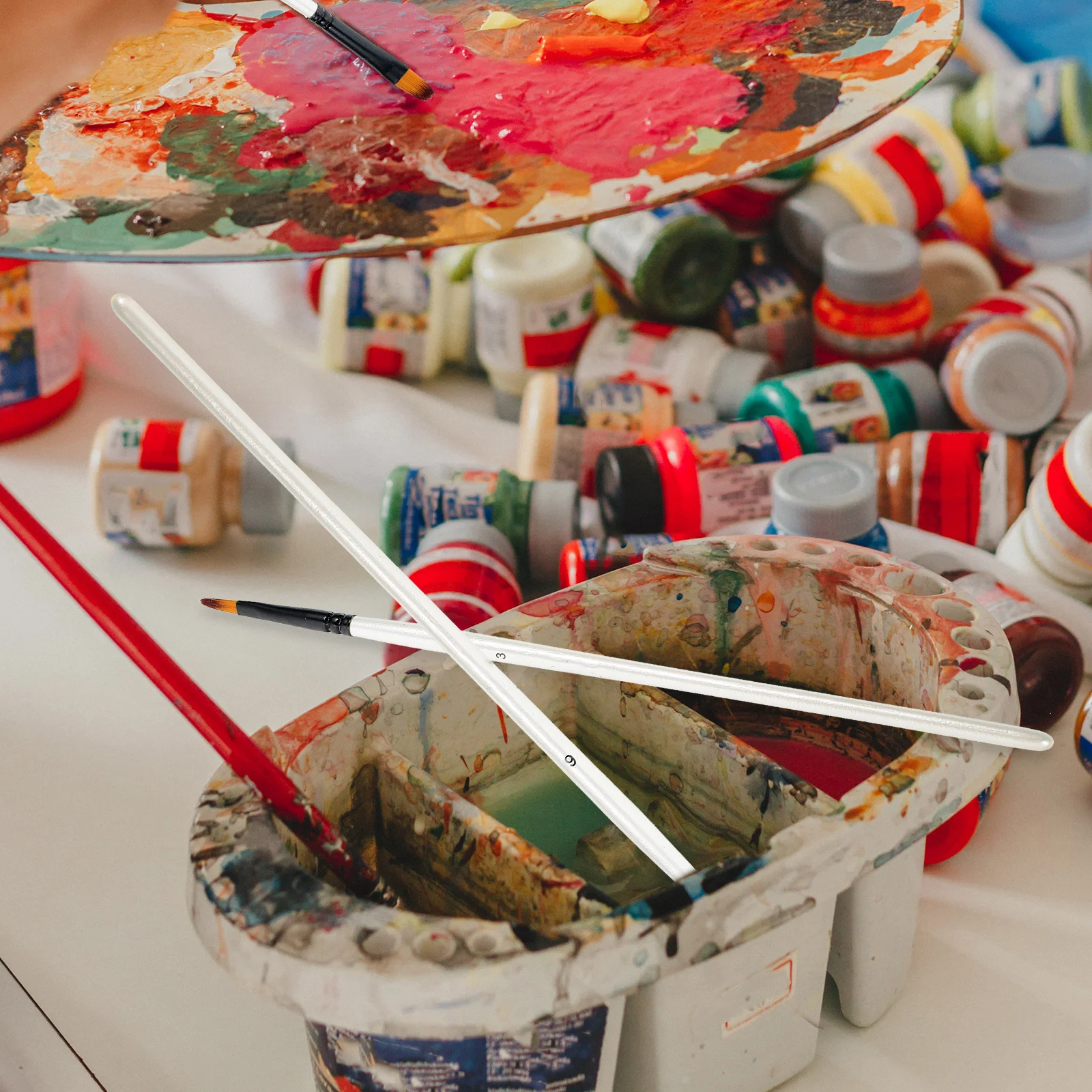 

12Pcs Watercolor Brush Set Professional Multi-Function Painting Brushes Portable Art Supplies Suitable for Acrylic Gouache Oil