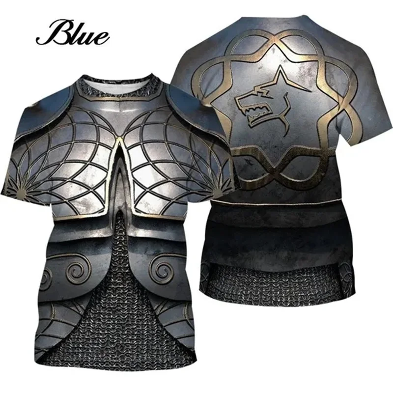 3d Print New Medieval Armor Graphic Tshirt For Men Short Sleeve Personalized Cool T-shirt Tee Tops Mens Oversized Tshirts