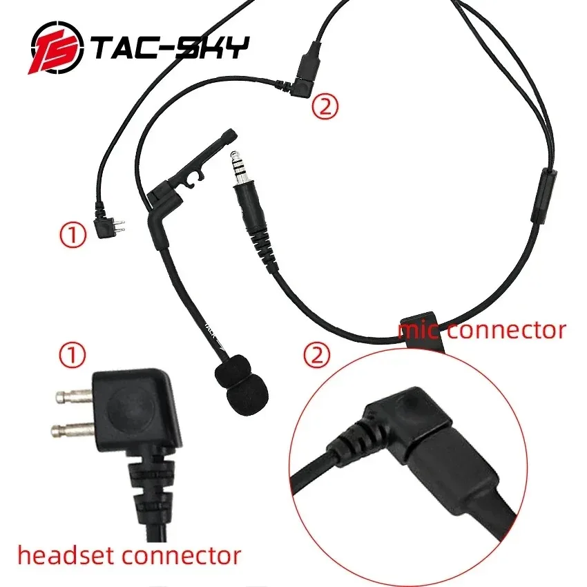 Комплект TAC-SKY Y-line, совместимый с U94 PTT или PELTO PTT и микрофонами гарнитуры Comta для уличных охотничьих гарнитур COMTA