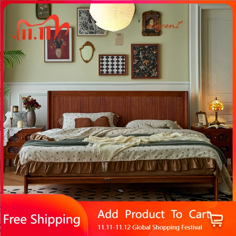 

Винтажный дом, роскошная двуспальная кровать, изголовье, большая кровать для спальни, двуспальная кровать для взрослых, компактная спальная мебель Letto Matrimoniale, мебель для дома
