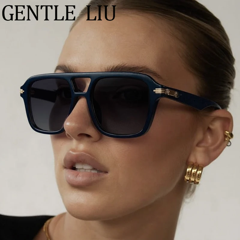 

Vintage Oversized Square Punk Sunglasses Women 2025 Luxury Brand Classic Trendy Double Beam Sun Glasses Outdoor Eyewear Shades