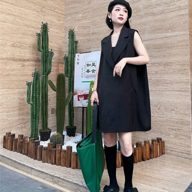 Suit Vest Women Oversized Pullover Suit Dress Sleeveless Summer Designer Clothing Waistcoat Tank Tops Korean Fashion Outerwear