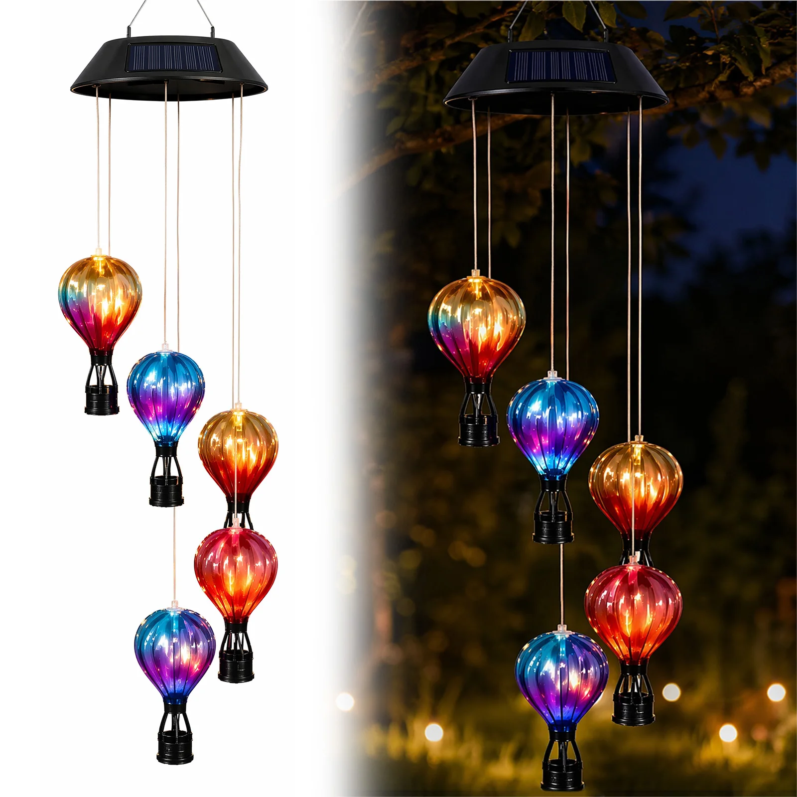 Solar Hot Air Balloon Garden Decor 6 Pack Flame LED Light Outdoor Patio Balcony Yard