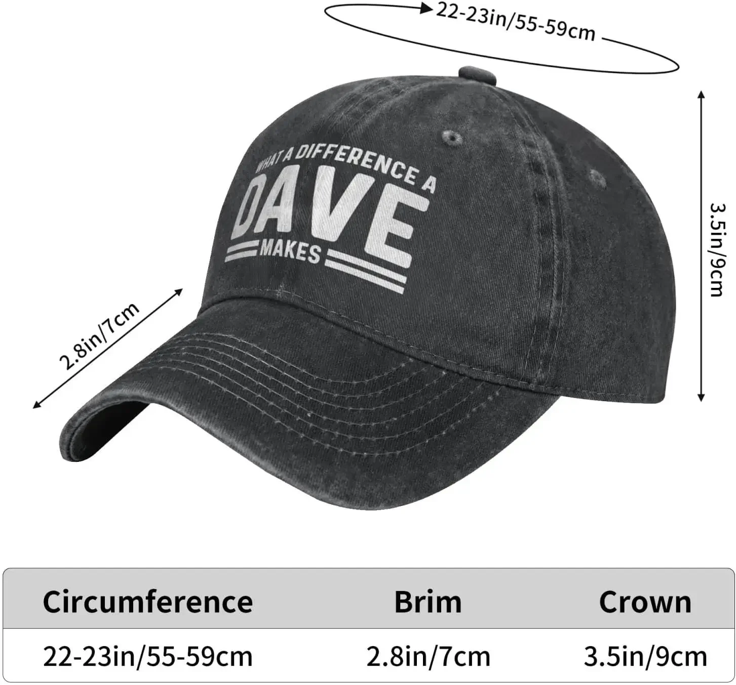 What A Difference A Dave Makes Hat Men Dad Hats Adjustable Hats