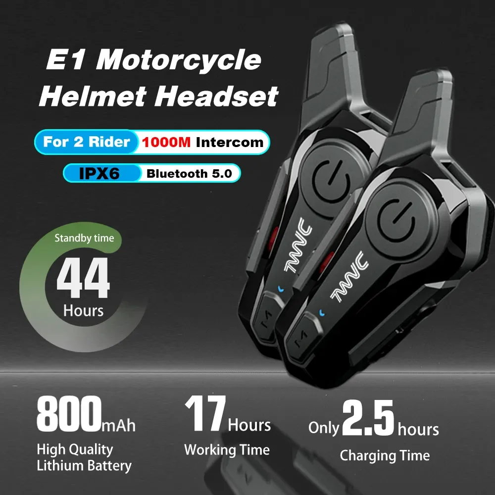 1/2Pcs Bluetooth Motorrad Helm Intercom Headset Für 2 Fahrer 1000M Intercomunicador Moto Sprech Wireless Freisprechen Anruf