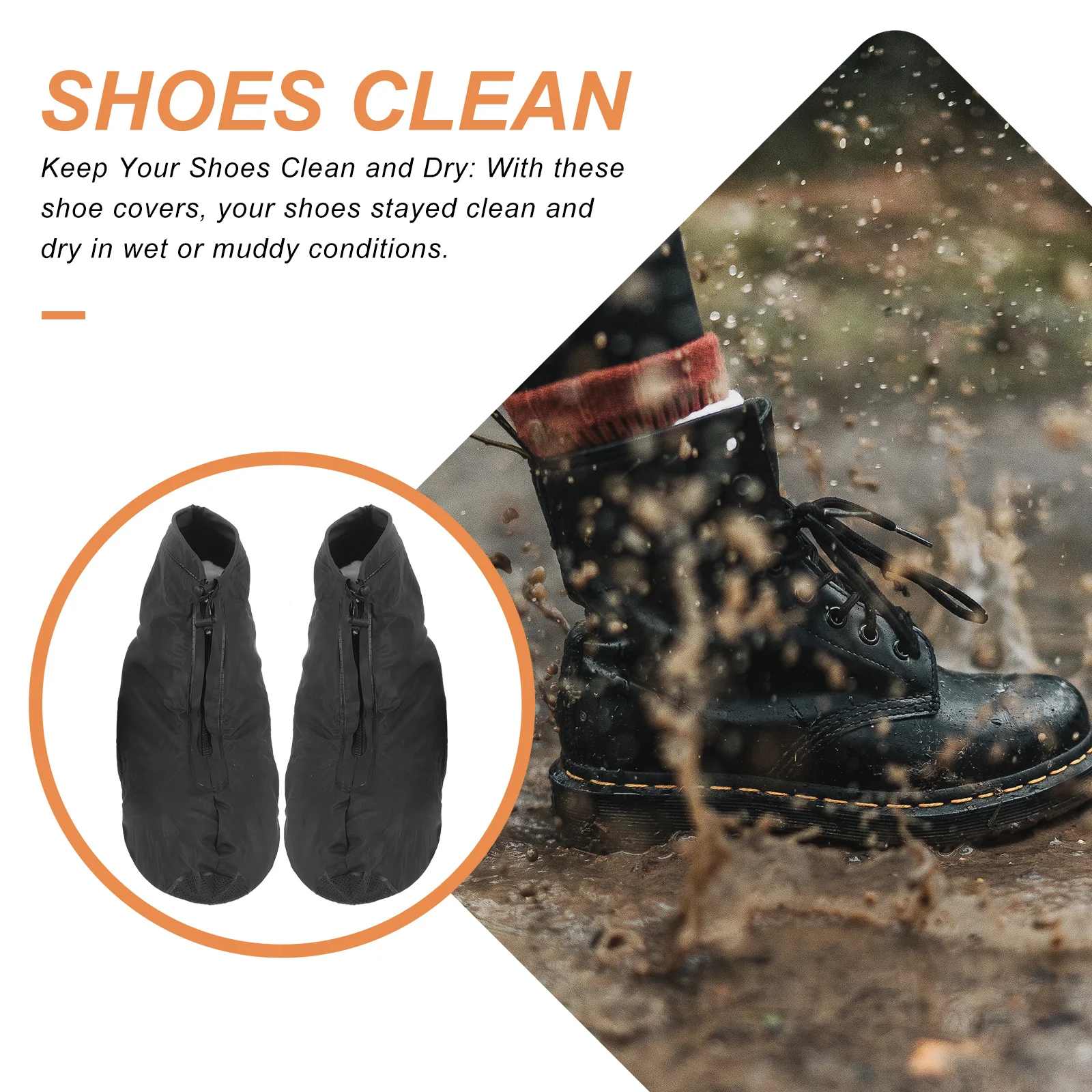 2Pairs Waterproof Shoe Covers Durable Non Slip Plastic Reusable Protector Covers for Outdoor Hiking Work Boots