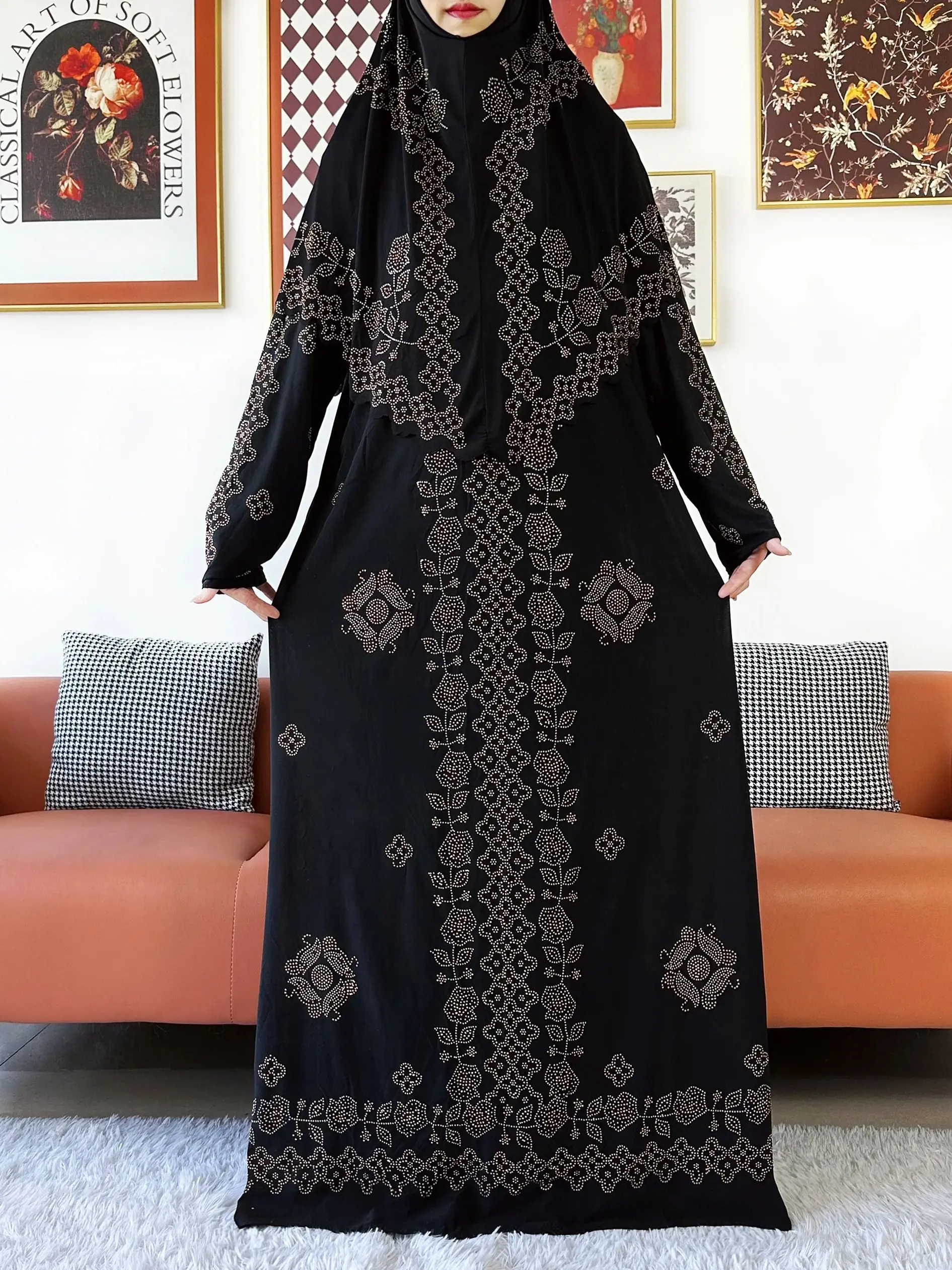 

Мусульманский комплект из двух предметов, хиджаб, молитвенное платье, модный комплект Абая, женский молитвенный комплект, хиджаб, длинное химар, длинное платье, комплекты исламского Рамадана