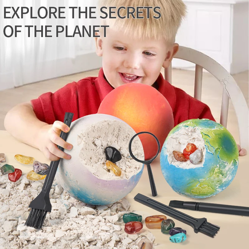 Kits de excavación de piedras preciosas, juguetes educativos de Ciencia de planetas DIY, Sistema Solar, juego de excavación para niños, niñas, niños