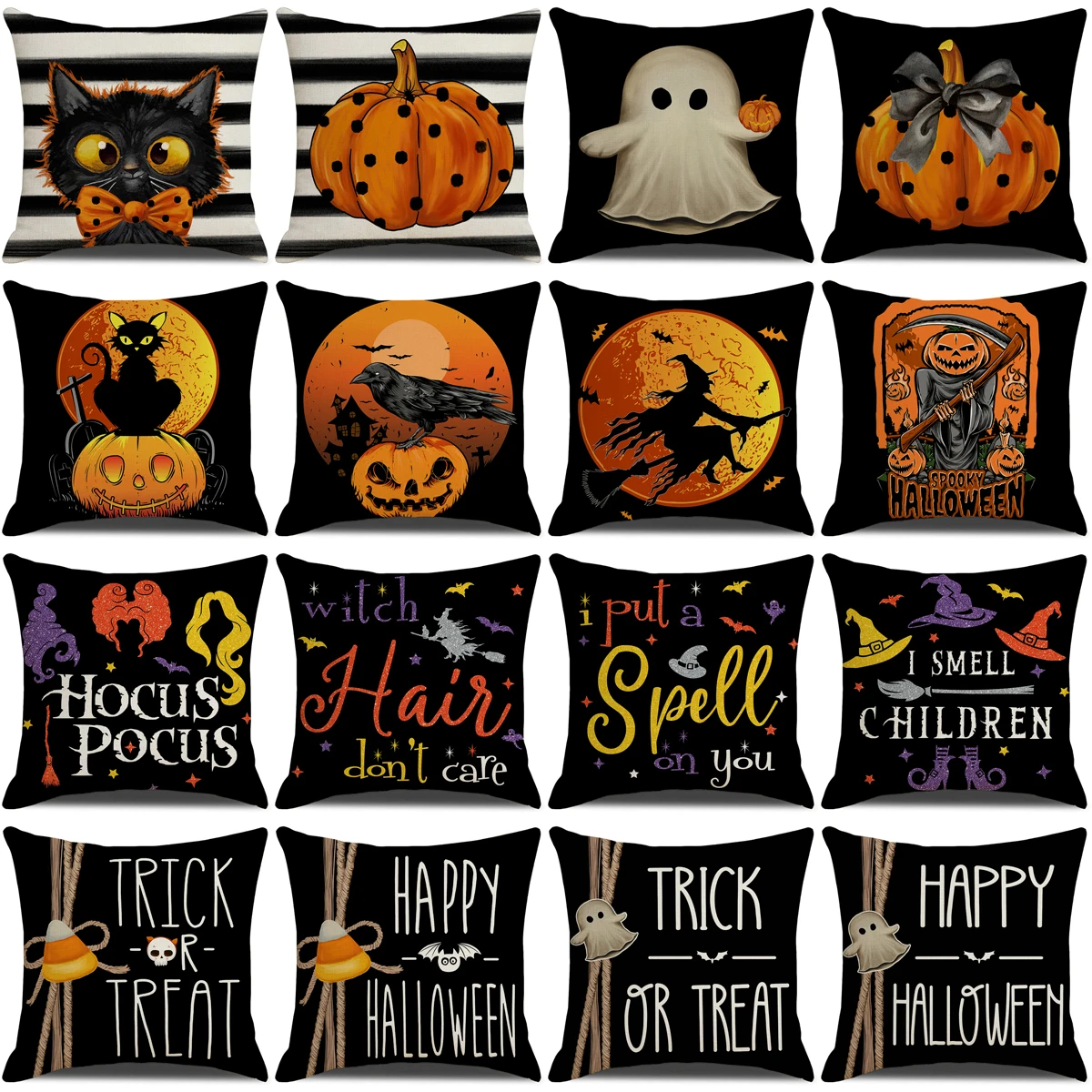 2024 Halloween Cushion Cover Halloween Decoration for Home Ghost Pumpkin Bat Pillowcase Horror Trick Or Treat Party Supplies