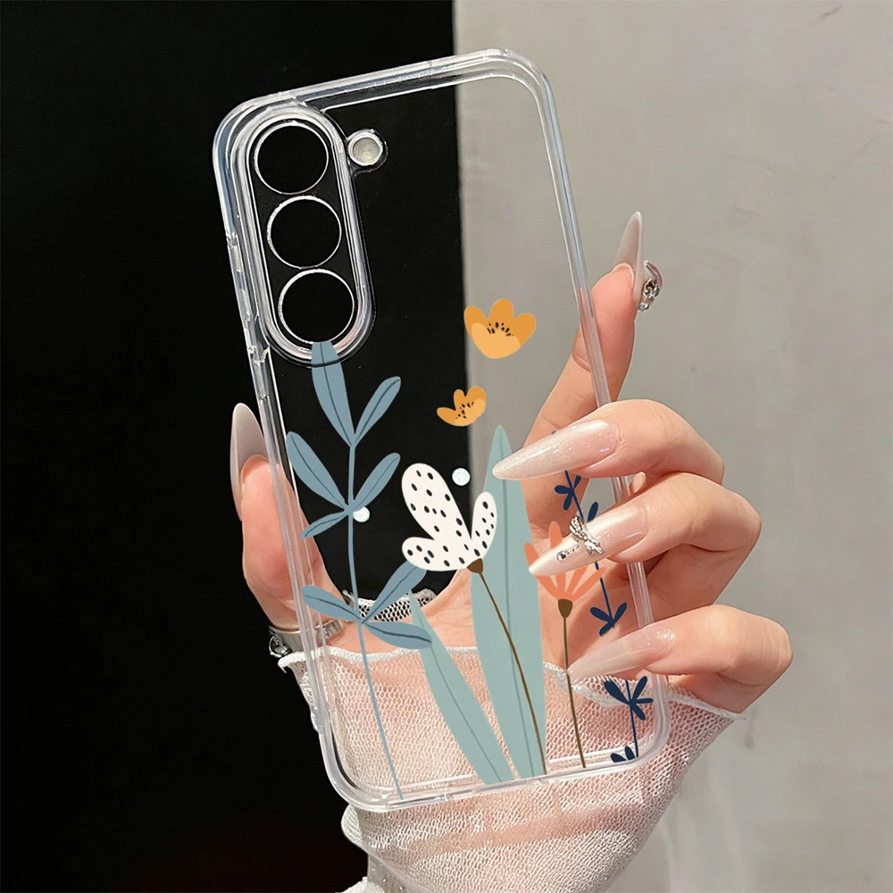 Flower Rose Phone Case For Samsung Galaxy A57 A37 A56 A16 A36 A06 A07 A17 A26 Clear Artistic Marble Oil Painting Leopard Cover