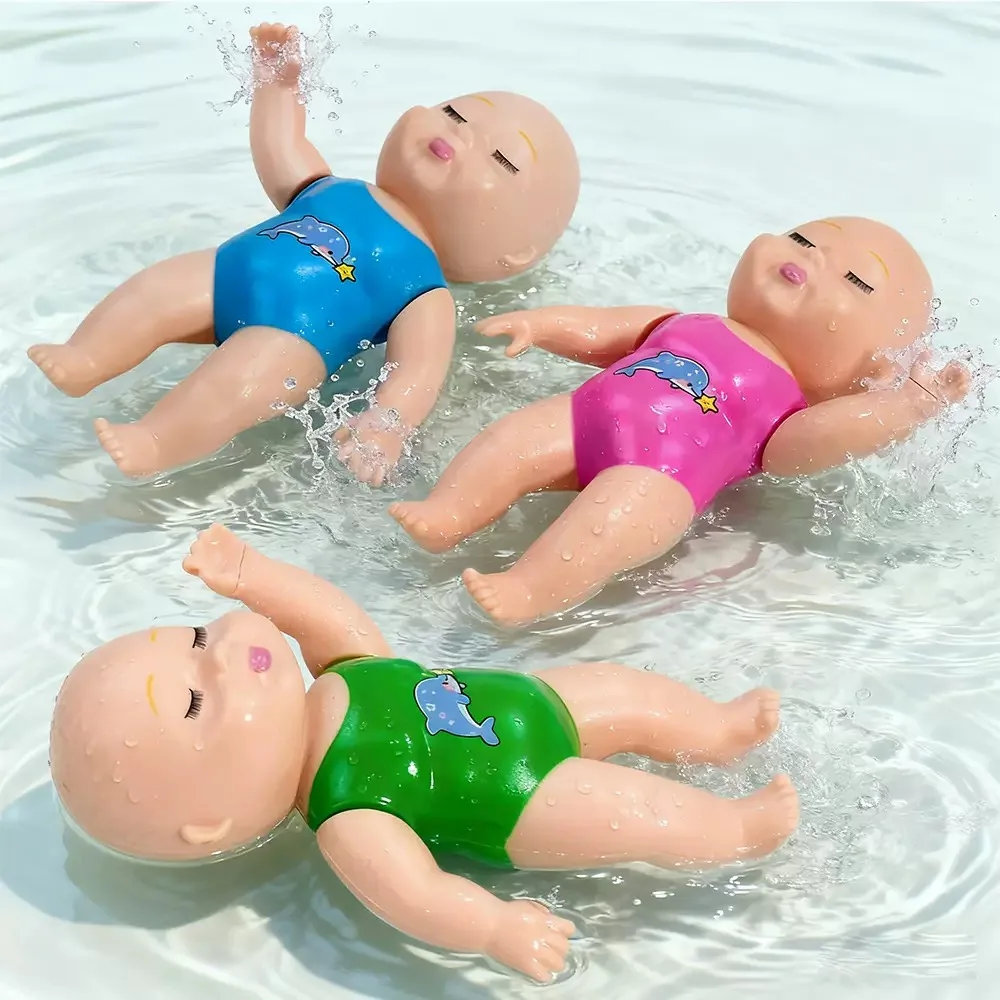 1 Pack 6 Inch Mini Swimming Doll Kids Bathroom Bath Toy Baby Bathtub Toy Winding Automatic Swimming Little Doll