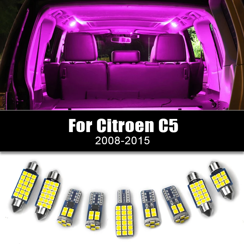 12v Car LED Bulbs For Citroen C5 2008 2009 2010 2011 2012 2013 2014 2015 Auto Interior Dome Reading Lamp Trunk Light Accessories