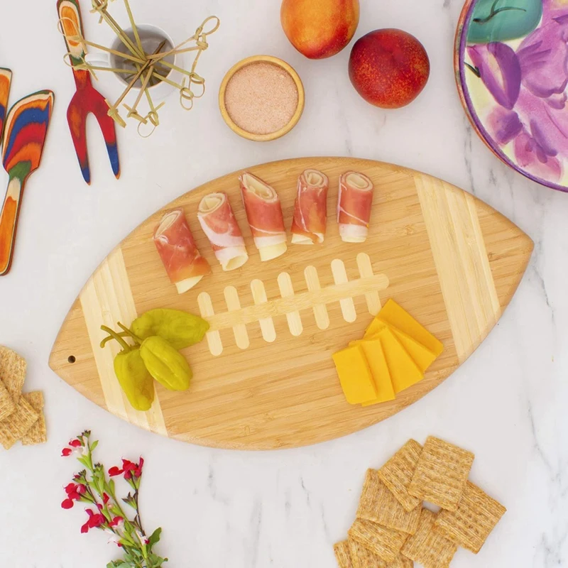 Football Shaped Cutting Board - Charcuterie Tray - Football Serving Platter Party Decoration Favor Supplies Retail