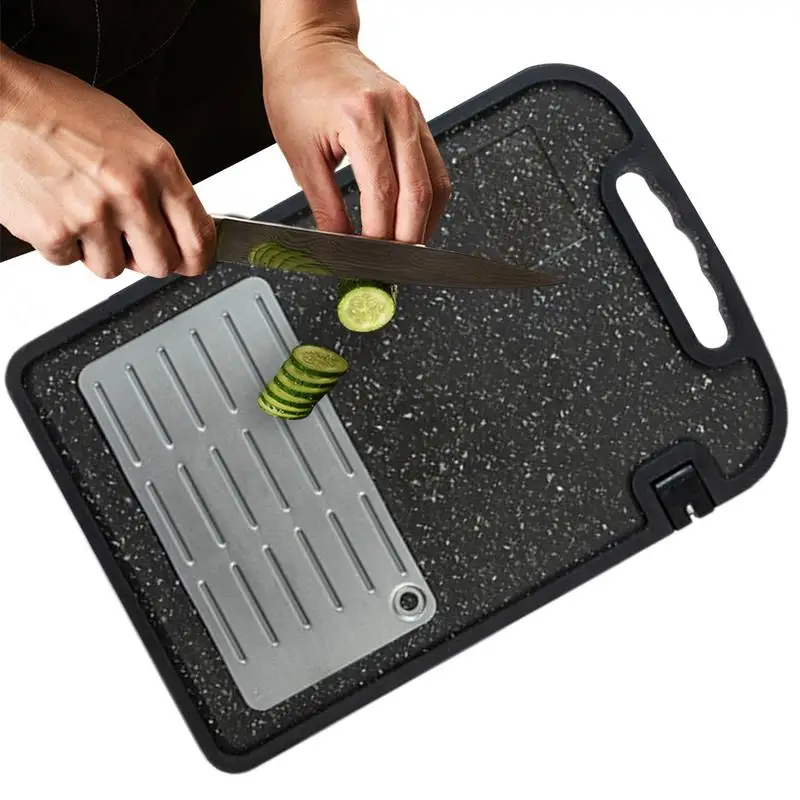 

Defrosting Cutting Board Double Sided Meat Cutting Board With Garlic Grater Portable Non-Slip Prep Mat Meat Defrosting Tray For