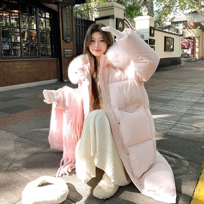 De nieuwe trendy katoenen gewatteerde jas in Koreaanse stijl, lange losse jas, katoenen gewatteerde jas, klassieke unieke winter-woon-werkverkeer