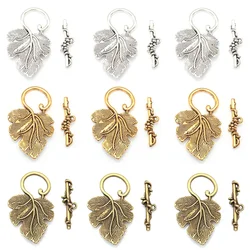 Wholesale 10Set Tibetan Silver plated Grape Leaf Toggle Clasps Connectors Grapes Clasps Hooks for Jewelry Making DIY