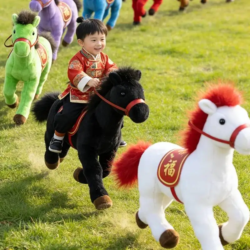 26cm Galloping Horse Welcomes Spring Series Plush Toy Standing Posture Horse Plush Doll Souvenir Chinese Year of The Horse