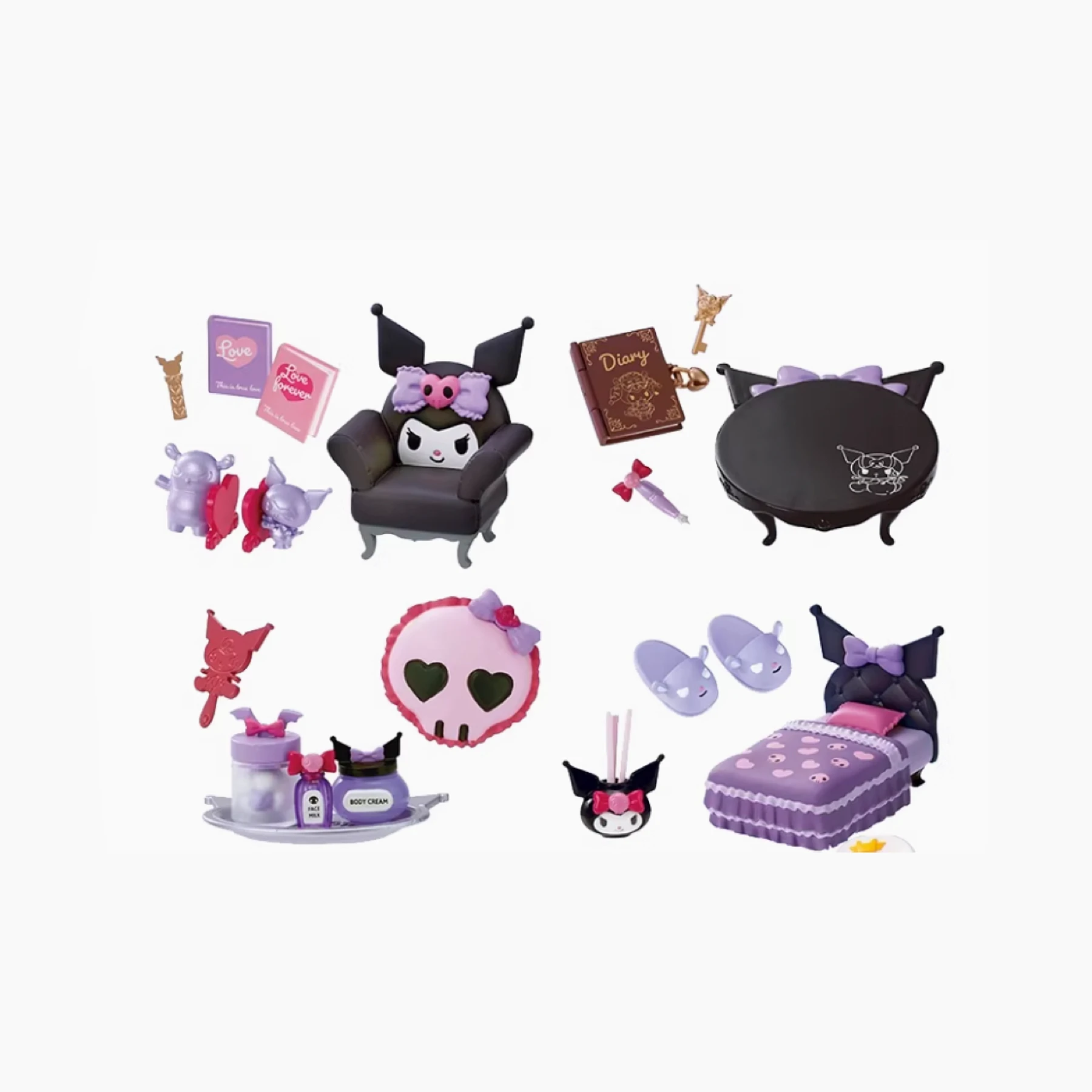 مجموعة كاملة من غرفة كورومي القوطية من Re-ment، صندوق أعمى عصري لسطح المكتب، نموذج مجموعة مشهد مصغر #2