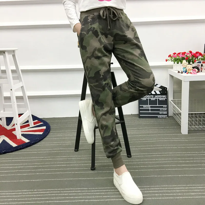 Womens Elastic Band Camouflage Trousers Autumn Breathable Jogger Harem Pants Casual Sportswear Jogging Sweatpants For Female