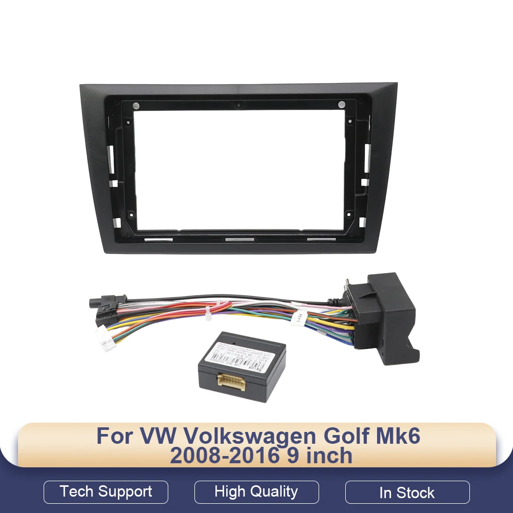 

Car Radio Fascias For VW Volkswagen Golf Mk6 2008-2016 9 inch Stereo Panel Wiring Harness Power Cable Adapter Canbus Mount Kit