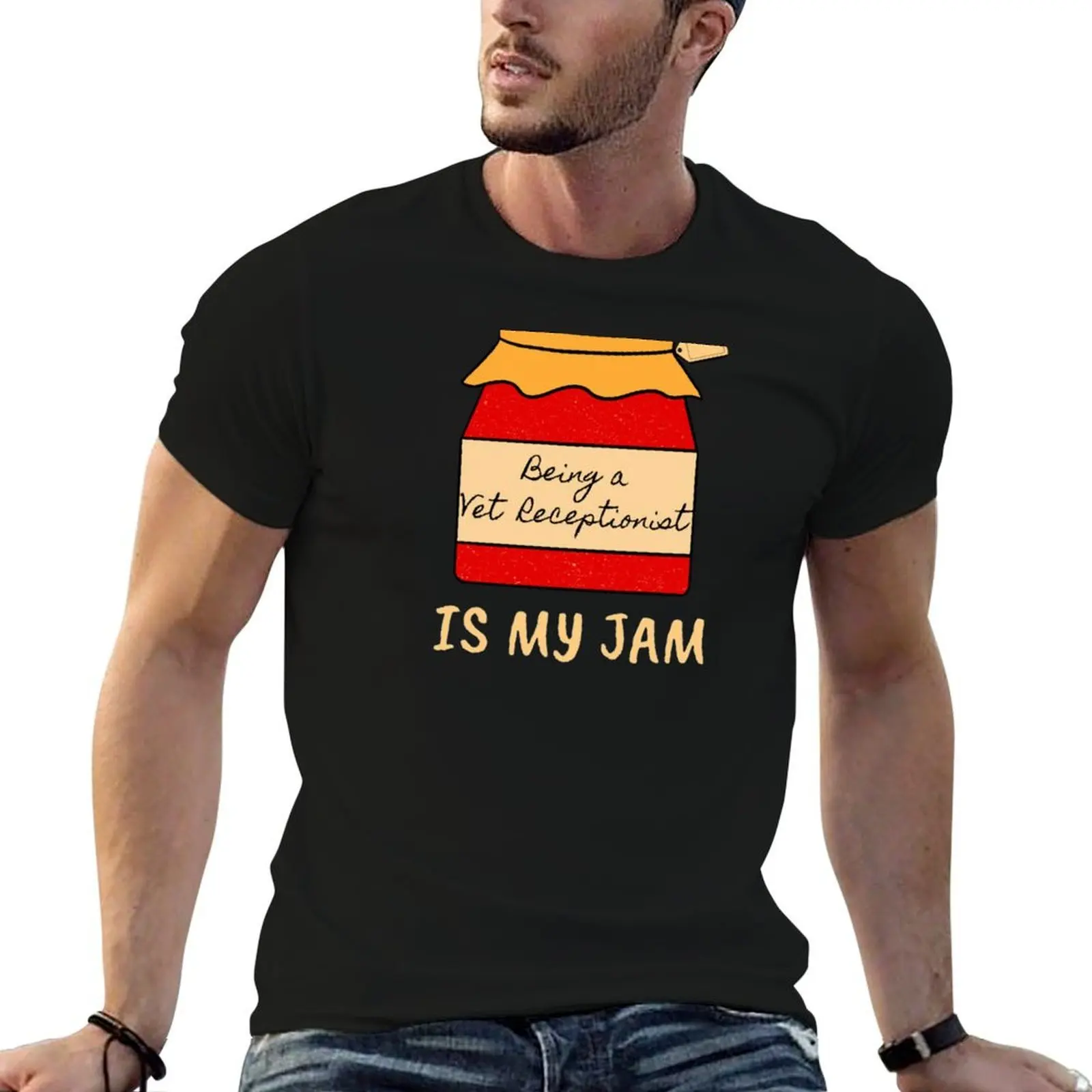 Being a Vet Receptionist is my Jam - funny Veterinary receptionist T-Shirt graphic t shirt vintage Luxury man cotton t shirt men