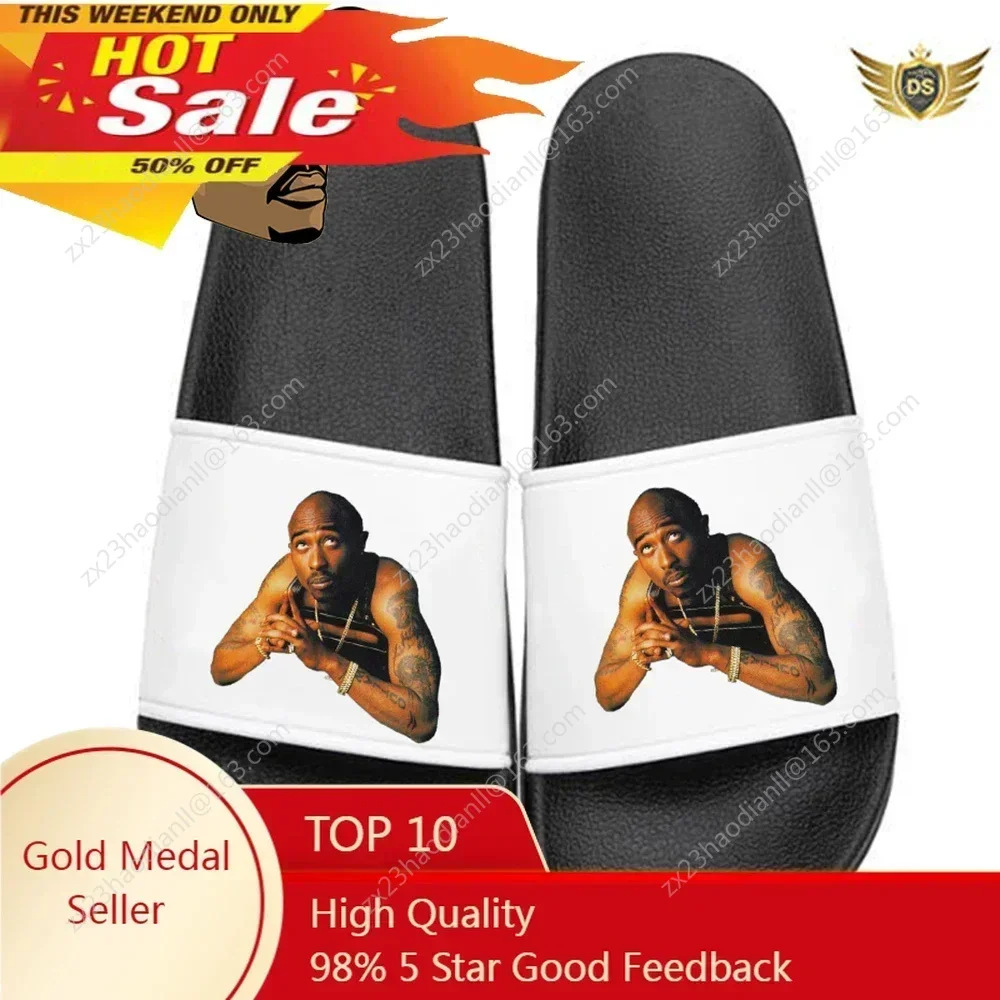 

Rapper 2Pac tupac Slides Slippers Girls Home Slipper couple Summer Men Indoor Outdoor Flip Flops Female Soft Big Size 35